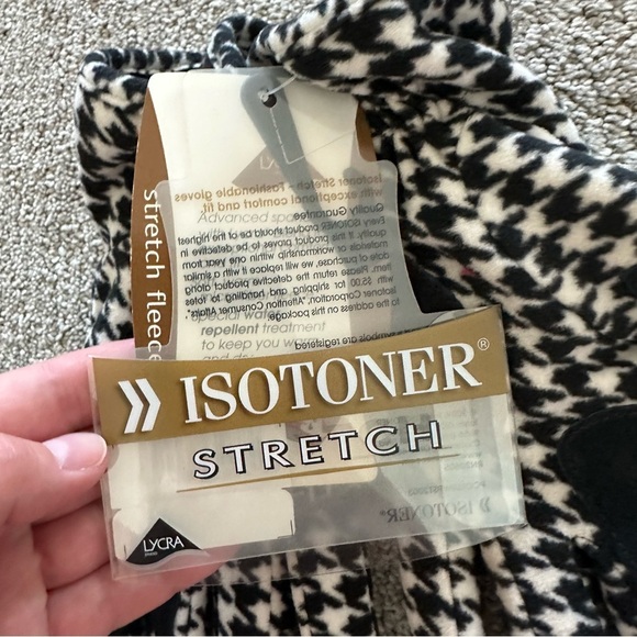 NWT isotoner Stretch Fleece Houndstooth Gloves - Picture 2 of 5